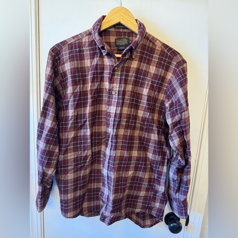 Pendleton 100% Wool Sir Pendleton Button Down Orange Copper Brown